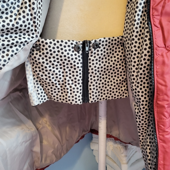 Long puffer winter 2 tone polka dot jacket/coat - Picture 14 of 15